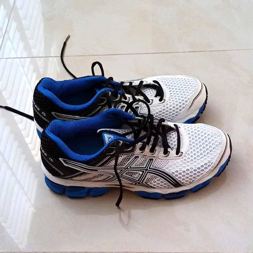 Asics Gel Cumulus 15 White Black Royal mens 7 Shoes